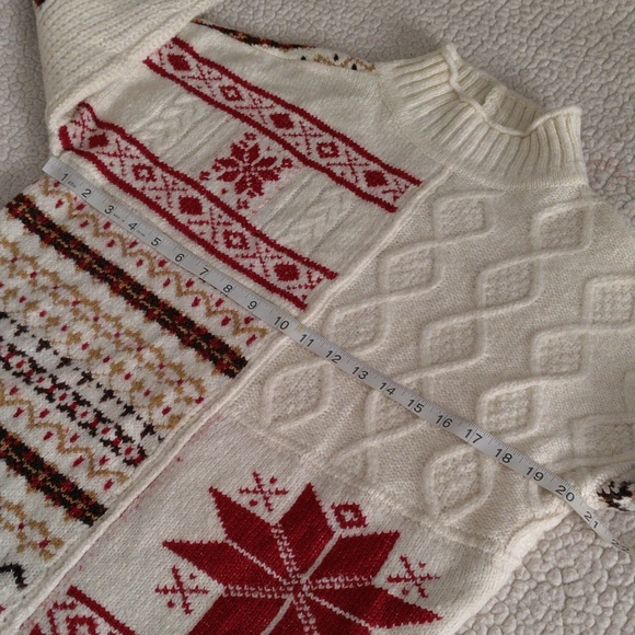 NWT American Eagle XXS Cable Knit Fair Isle Snowflake Mock Neck Sweater - Picture 8 of 17